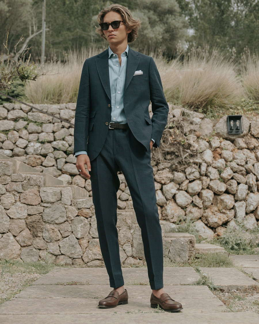 Herren | Hosen | Morris Heritage | Jack Linen Suit Trousers Navy