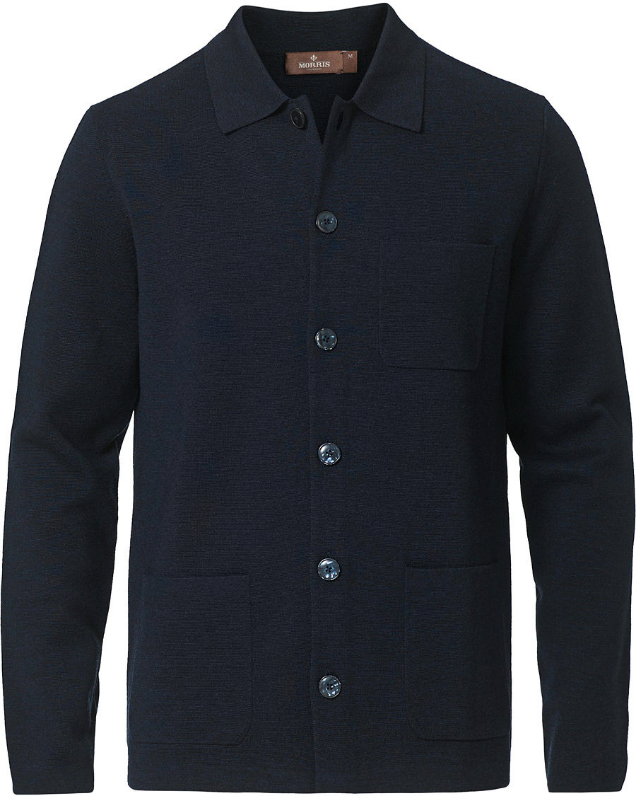 Herren | Pullover | Morris Heritage | Knitted Shirt Jacket Navy