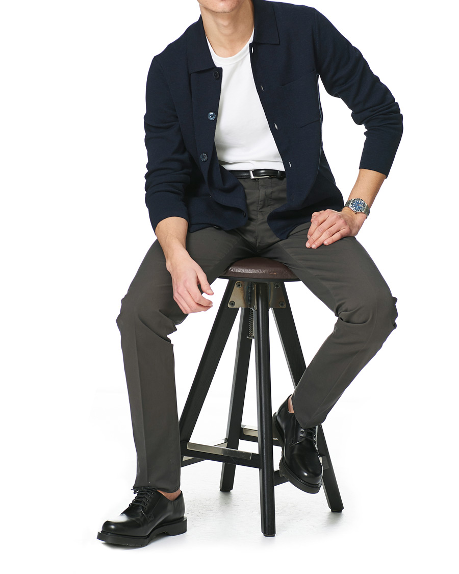 Herren | Pullover | Morris Heritage | Knitted Shirt Jacket Navy