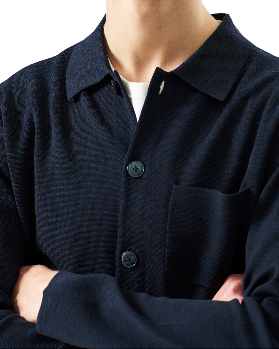 Herren | Pullover | Morris Heritage | Knitted Shirt Jacket Navy