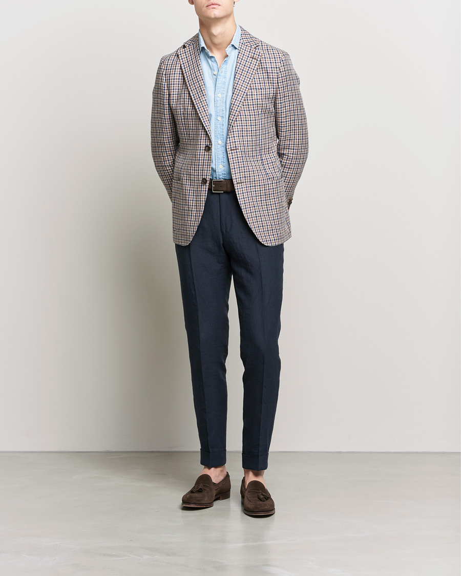 Herren | Sakkos | Morris Heritage | Mike Patch Pocket Checked Blazer Brown