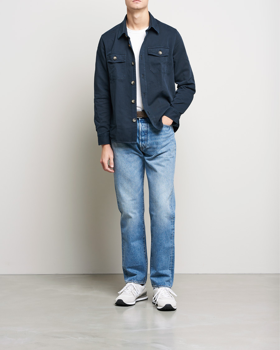 Herren | Hemden | Morris | Sanford Light Cotton Overshirt Navy