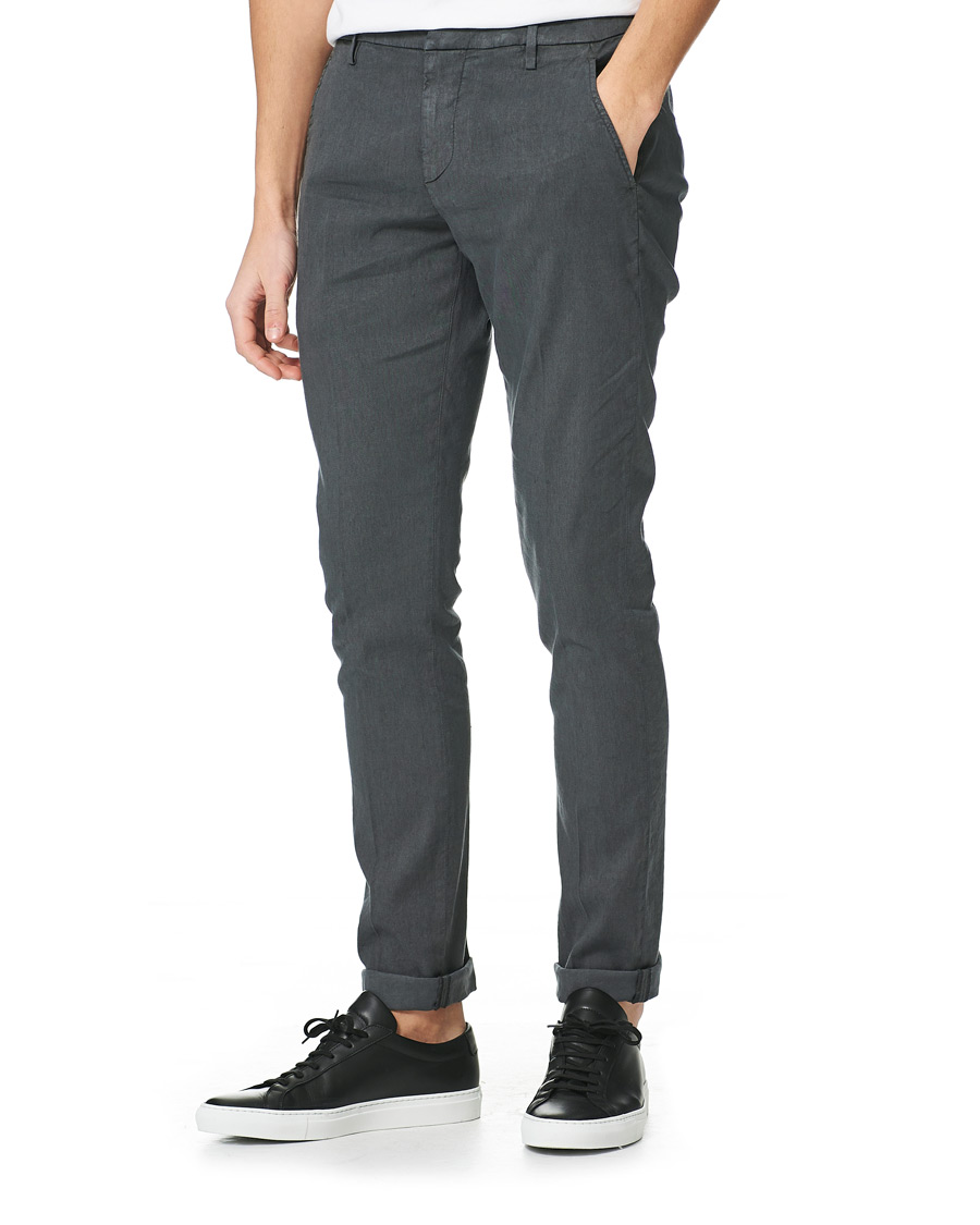 Herren | | Dondup | Gaubert Linen Stretch Chinos Dark Grey