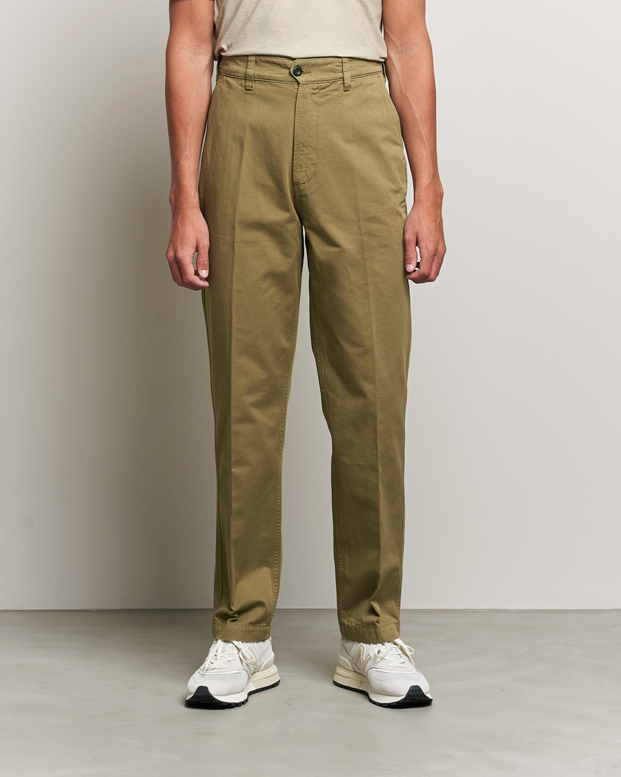 Herren |  | Drake's | Flat Front Cotton Chino Olive