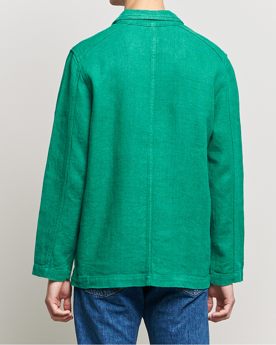 Herren | Jacken | Drake's | Heavy Japanese Linen Chore Jacket Bright Green