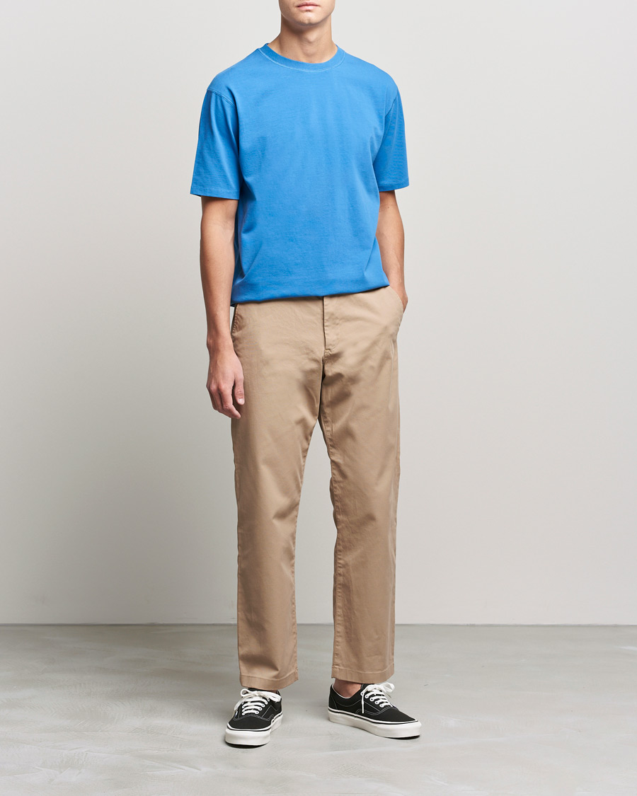 Herren | T-Shirts | Drake's | Cotton Hiking Tee Blue