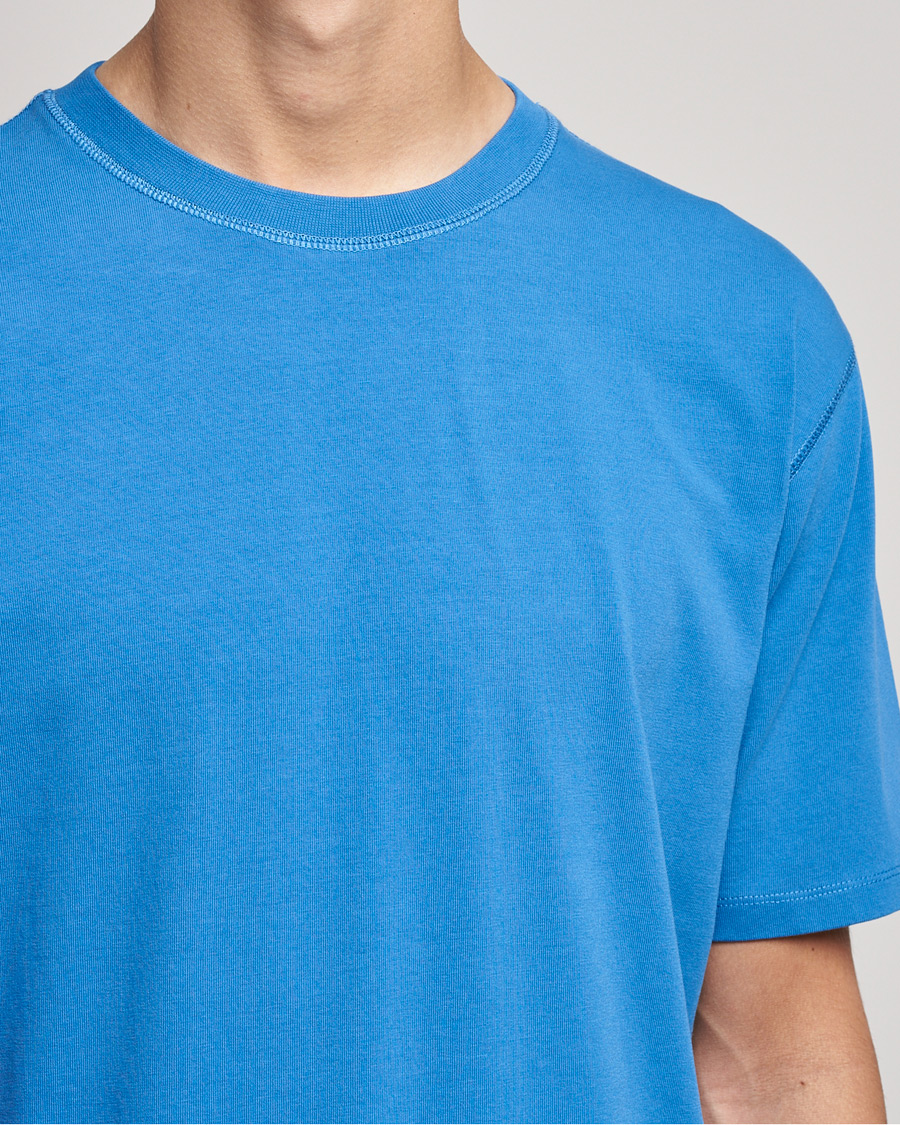 Herren | T-Shirts | Drake's | Cotton Hiking Tee Blue