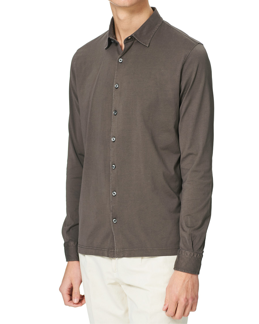 Herren | Gran Sasso | Gran Sasso | Washed Cotton Jersey Shirt Dark Brown