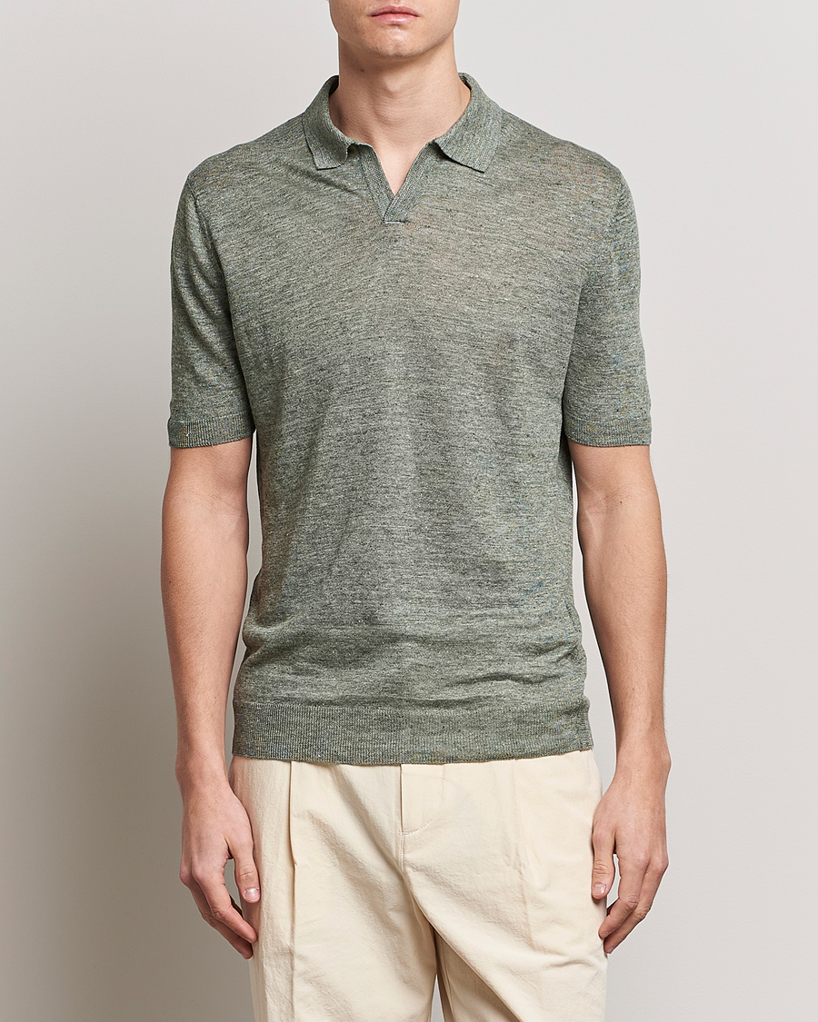 Herren | Gran Sasso | Gran Sasso | Knitted Linen Polo Green