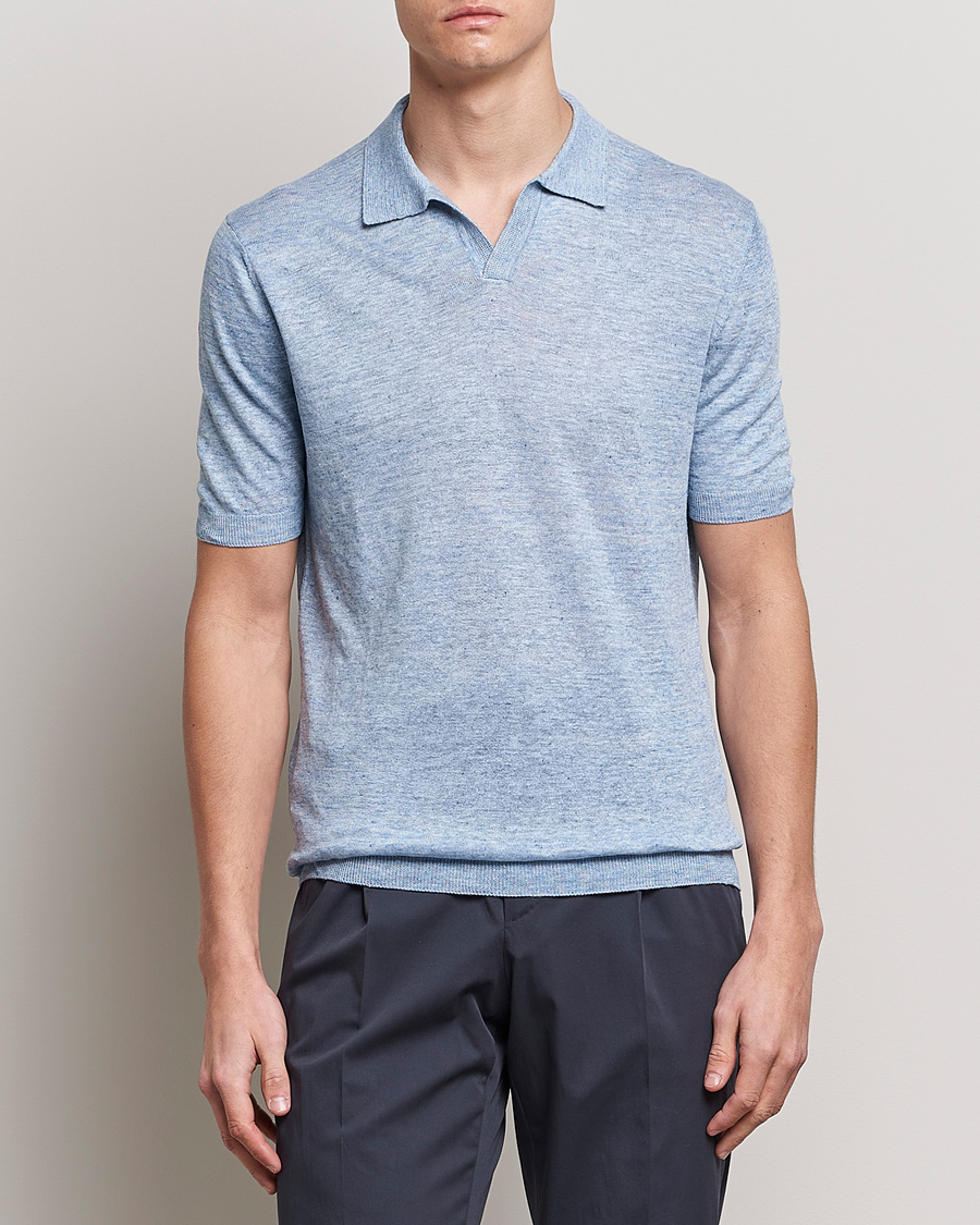 Herren | Poloshirt | Gran Sasso | Knitted Linen Polo Blue