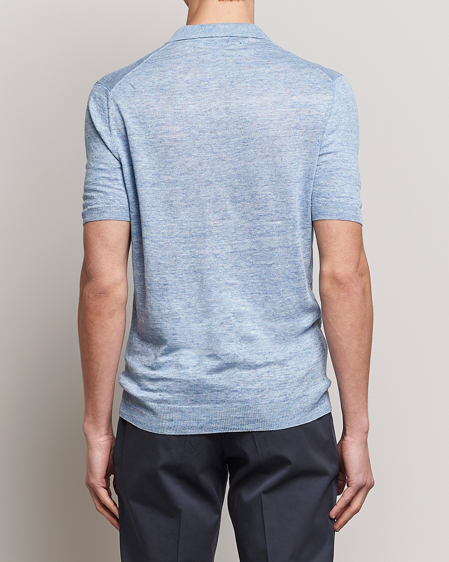 Herren | Poloshirts | Gran Sasso | Knitted Linen Polo Blue Melange