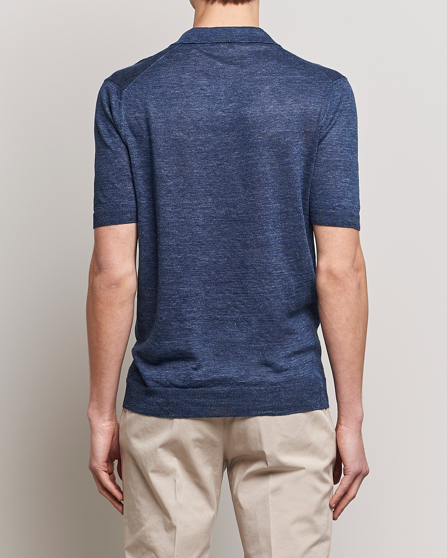Herren | Poloshirts | Gran Sasso | Knitted Linen Polo Navy Melange