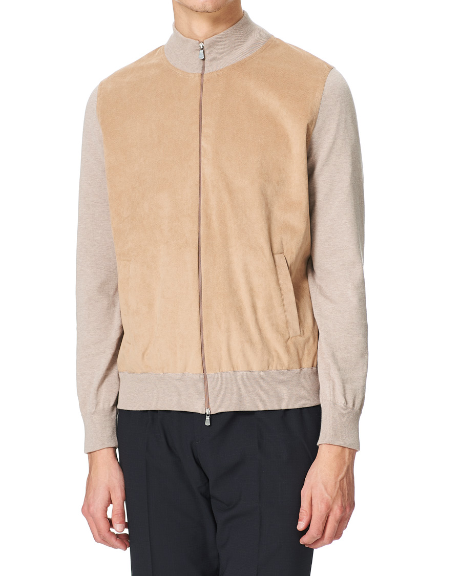 Herren | Pullover | Gran Sasso | Knitted Cotton/Alcantara Full Zip Cream