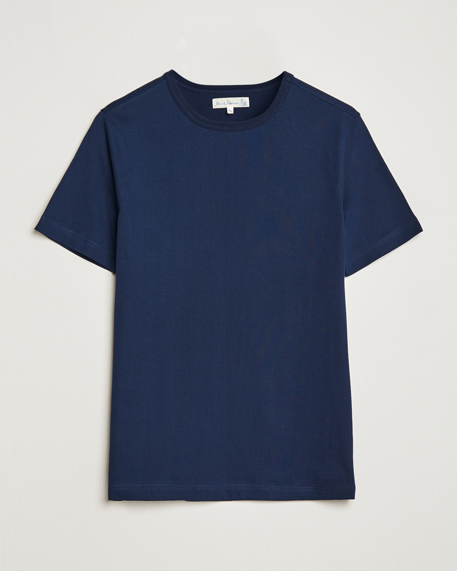 Herren | T-Shirts | Merz b. Schwanen | 1950s Classic Loopwheeled Ink Blue