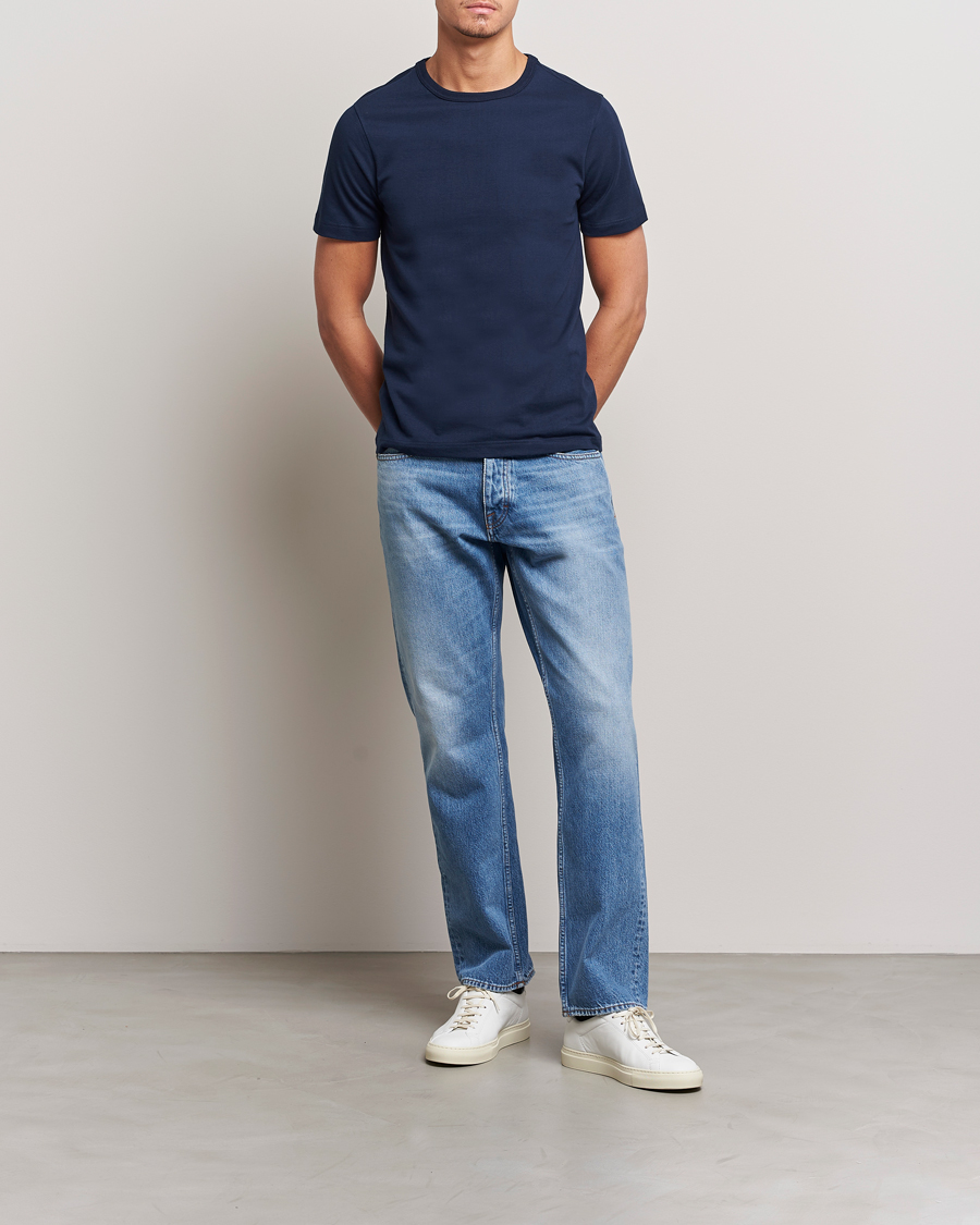 Herren | T-Shirts | Merz b. Schwanen | 1950s Classic Loopwheeled T-shirt Ink Blue