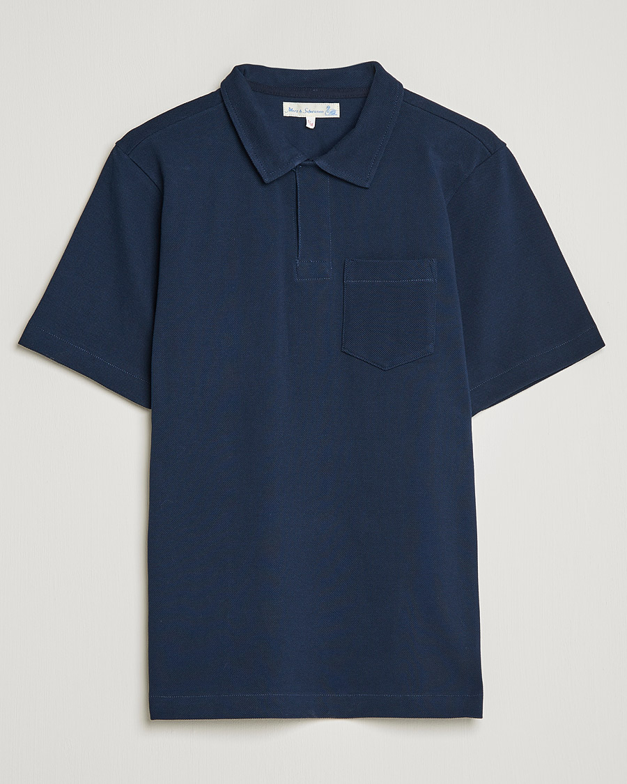 Herren | Poloshirts | Merz b. Schwanen | Organic Cotton Washed Polo Ink Blue