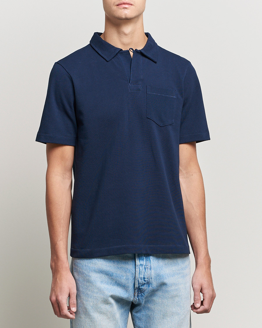 Herren | Kategorie | Merz b. Schwanen | Organic Cotton Washed Polo Ink Blue