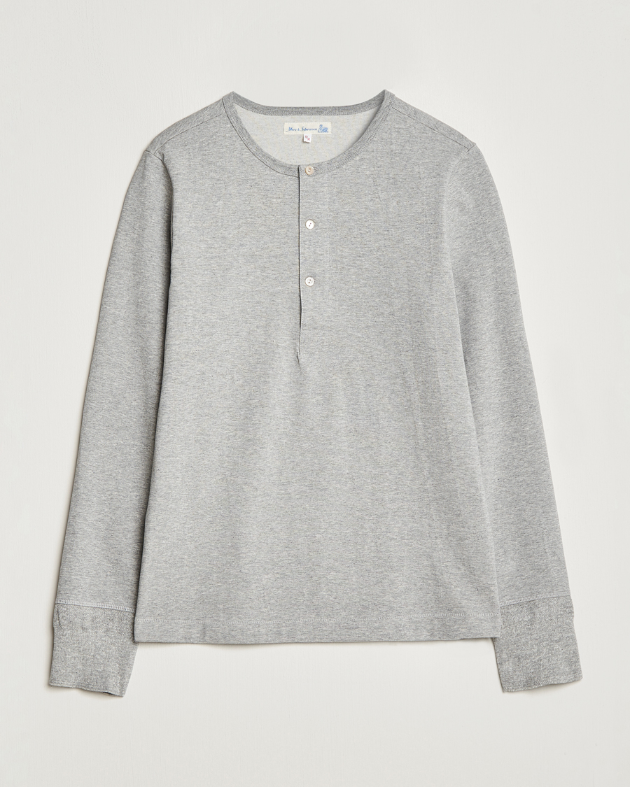 Herren | T-Shirts | Merz b. Schwanen | Classic Organic Cotton Henley Sweater Grey Mel