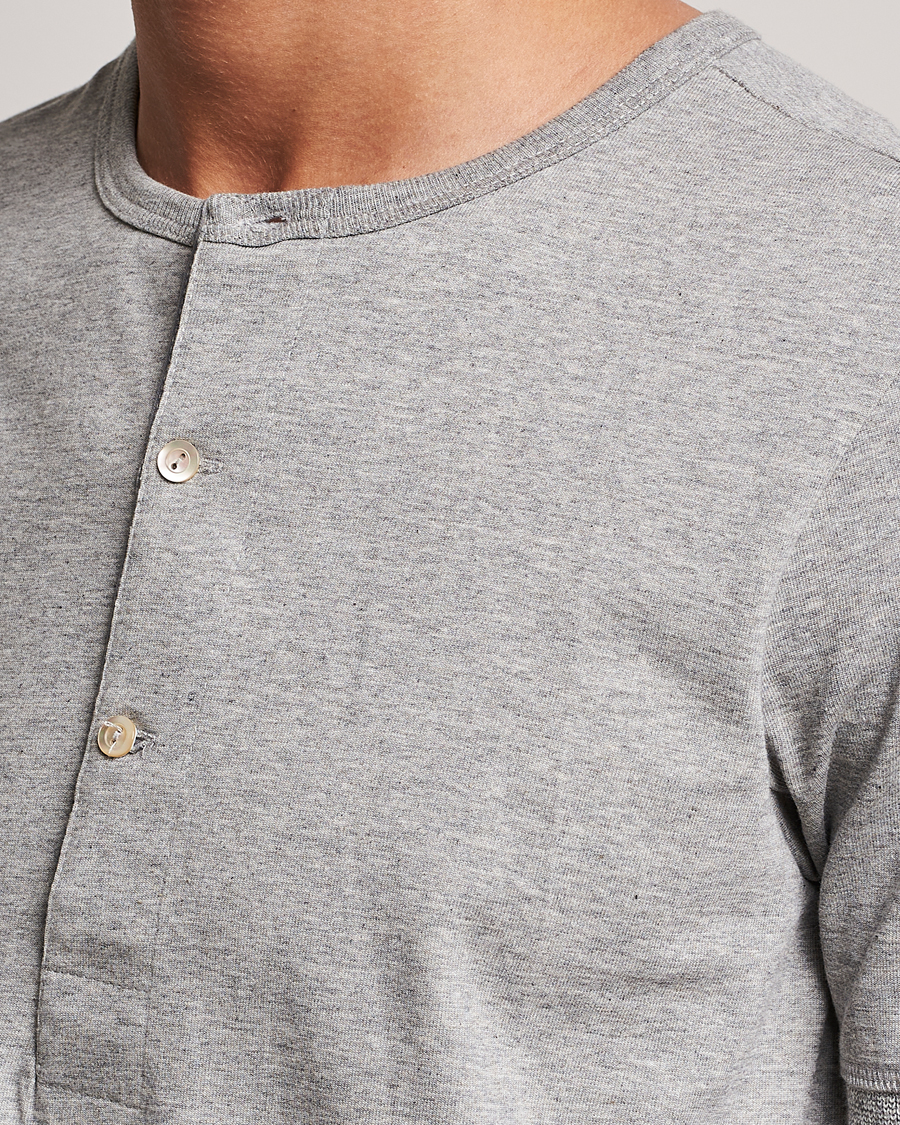 Herren | T-Shirts | Merz b. Schwanen | Short Sleeve Organic Cotton Henley Grey Mel