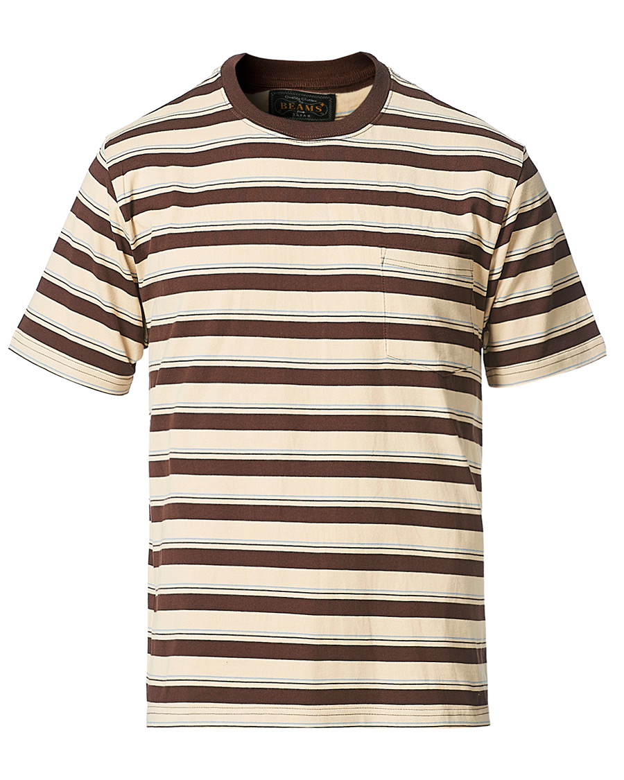 Herren | T-Shirts | BEAMS PLUS | Striped Pocket Tee Beige