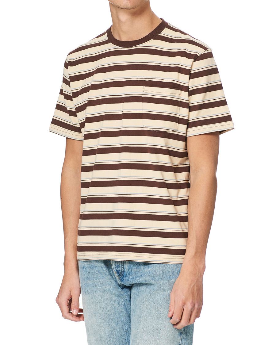 Herren | T-Shirts | BEAMS PLUS | Striped Pocket Tee Beige