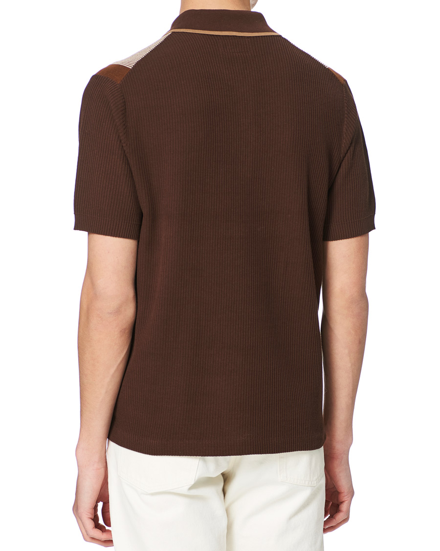 Herren | Poloshirts | BEAMS PLUS | Striped Knited Polo Brown