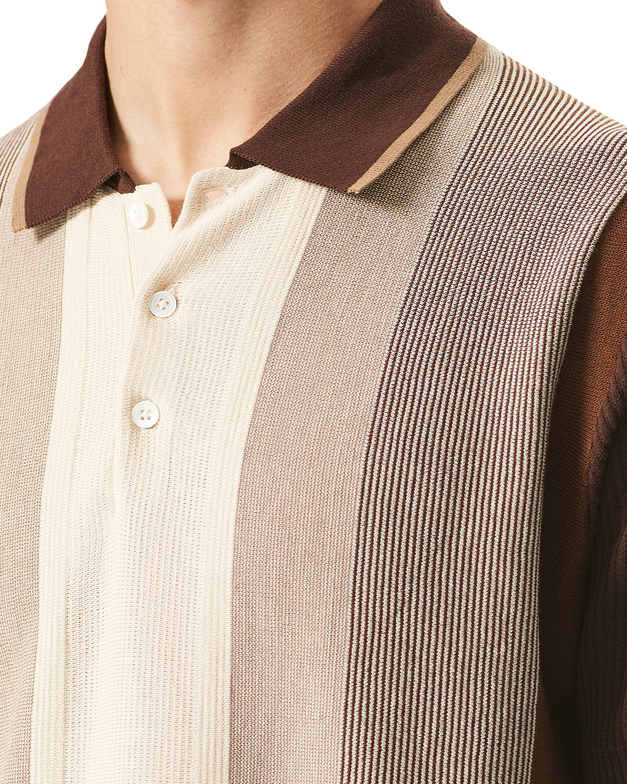 Herren | Poloshirts | BEAMS PLUS | Striped Knited Polo Brown