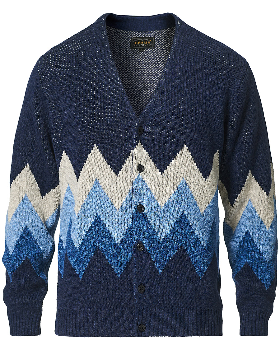 Herren | Pullover | BEAMS PLUS | Jacquard Cardigan Indigo Blue