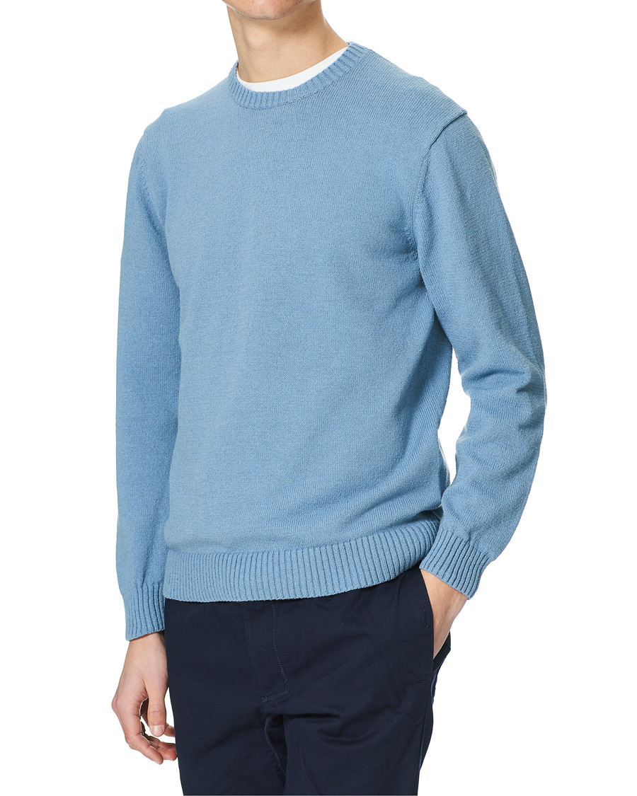 Herren | Pullover | BEAMS PLUS | Lily Yarn Crew Neck Sax Blue