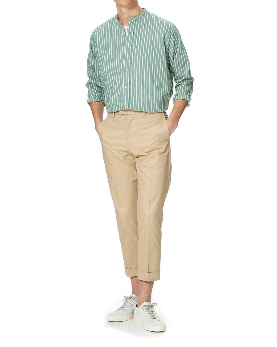 Herren | Hemden | BEAMS PLUS | Band Collar Striped Shirt Green/White