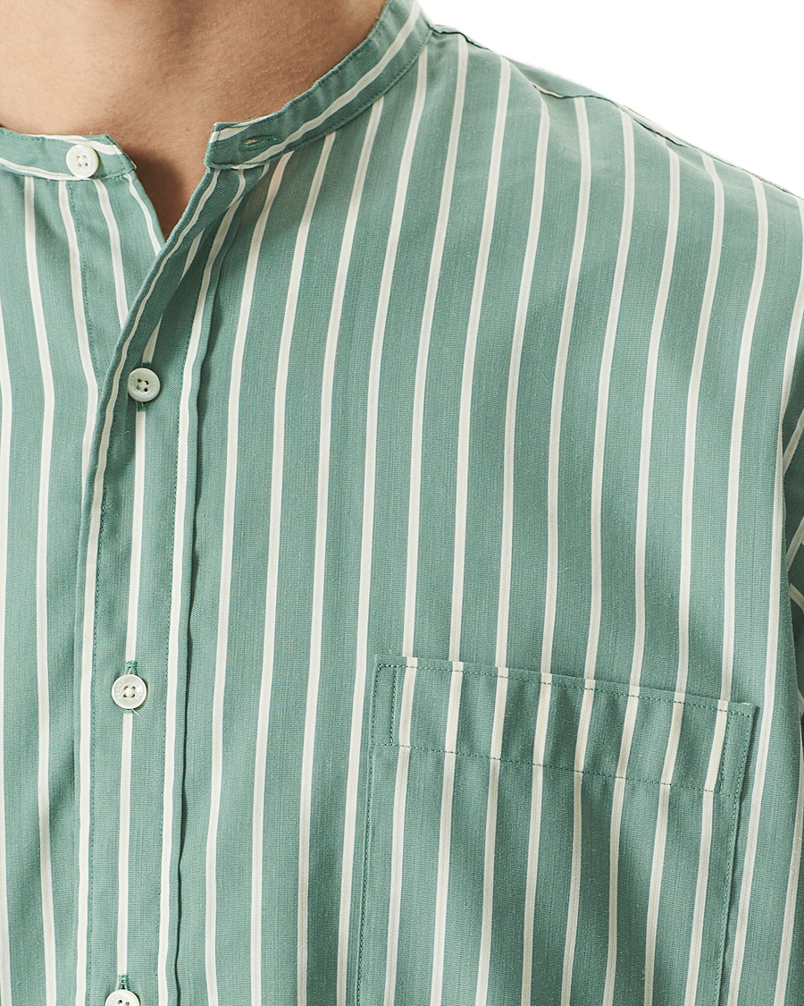 Herren | Hemden | BEAMS PLUS | Band Collar Striped Shirt Green/White