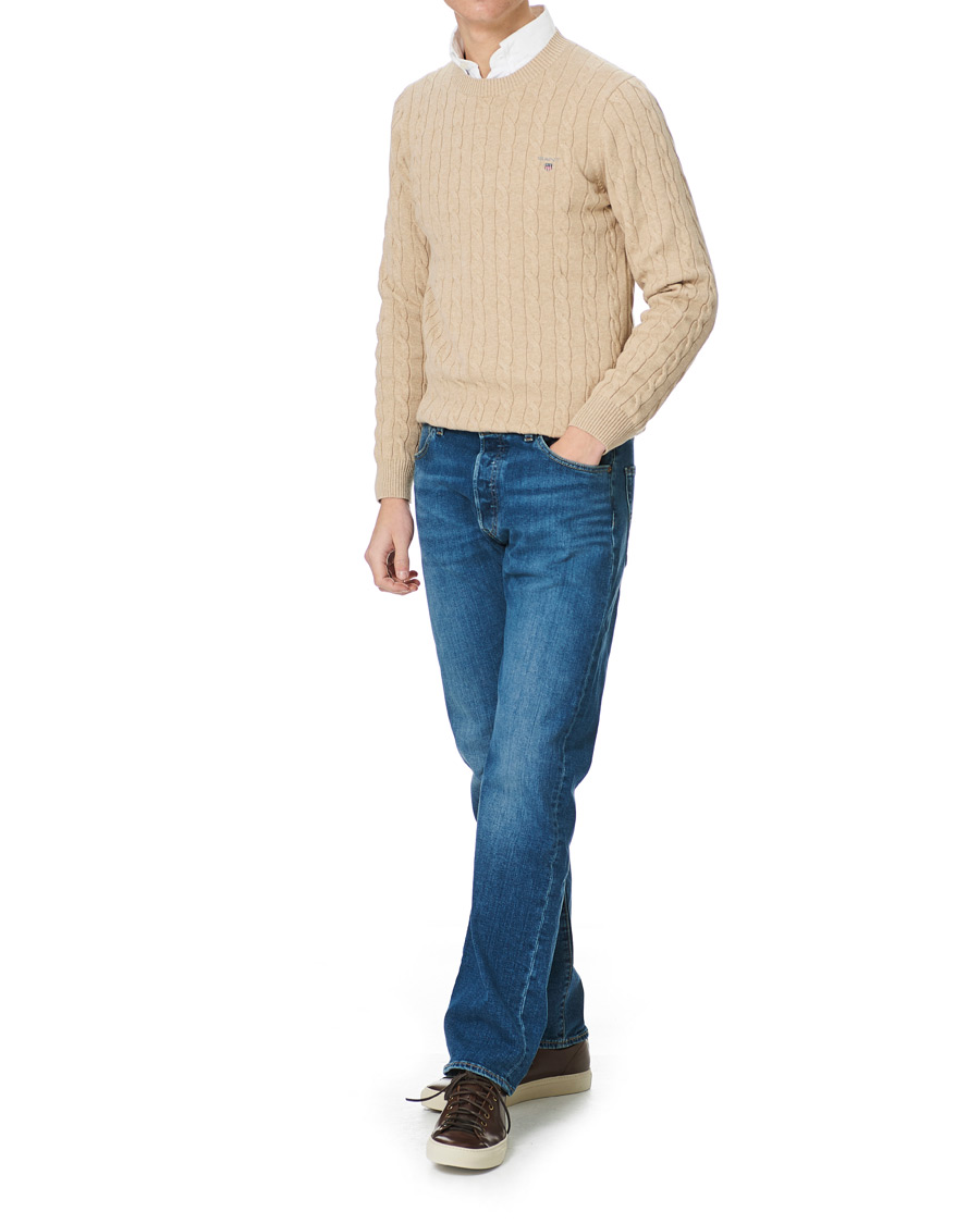 Herren | Pullover | GANT | Cotton Cable Crew Neck Pullover Sand Melange