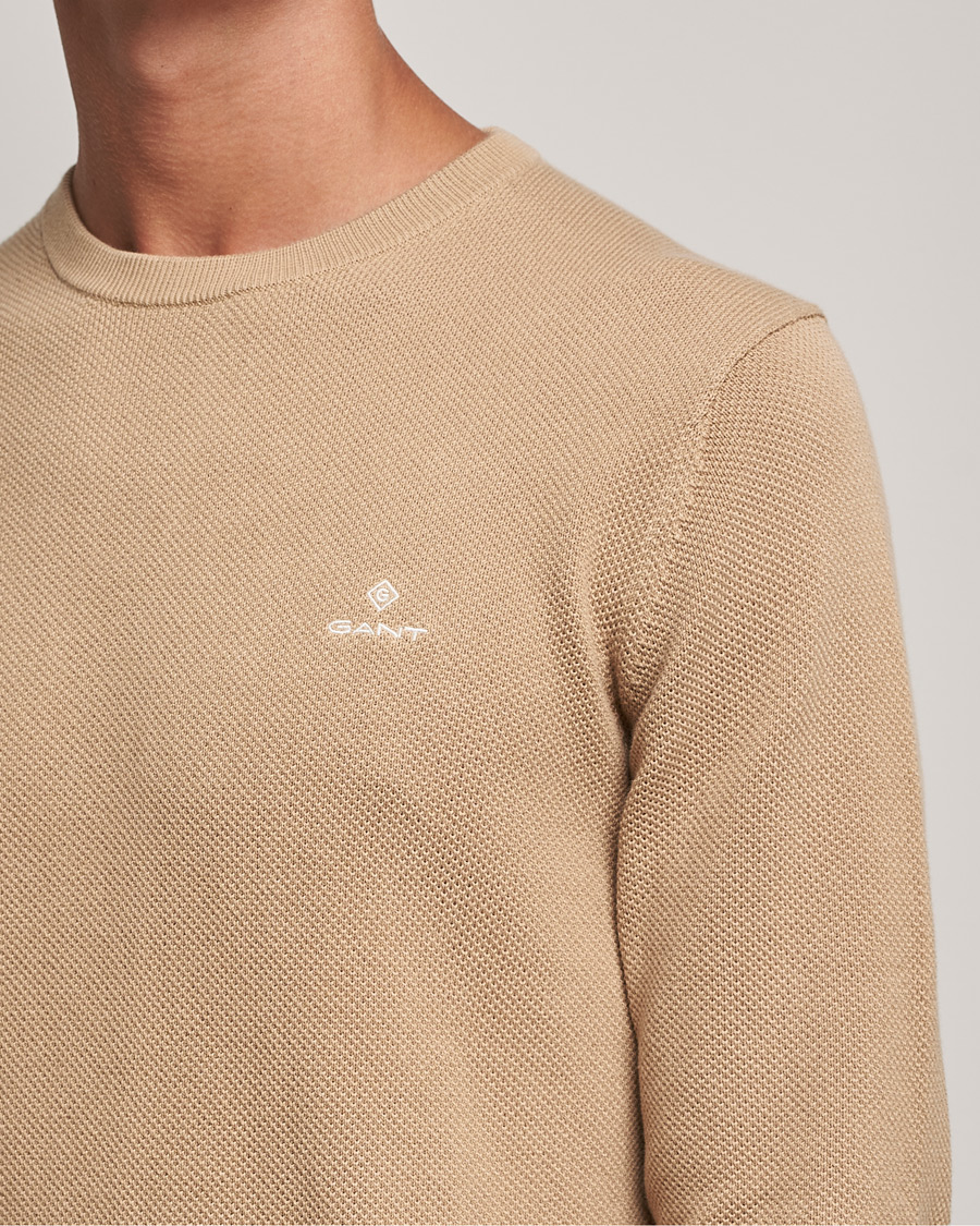 Herren | Pullover | GANT | Cotton Pique Crew Neck Pullover Dark Khaki