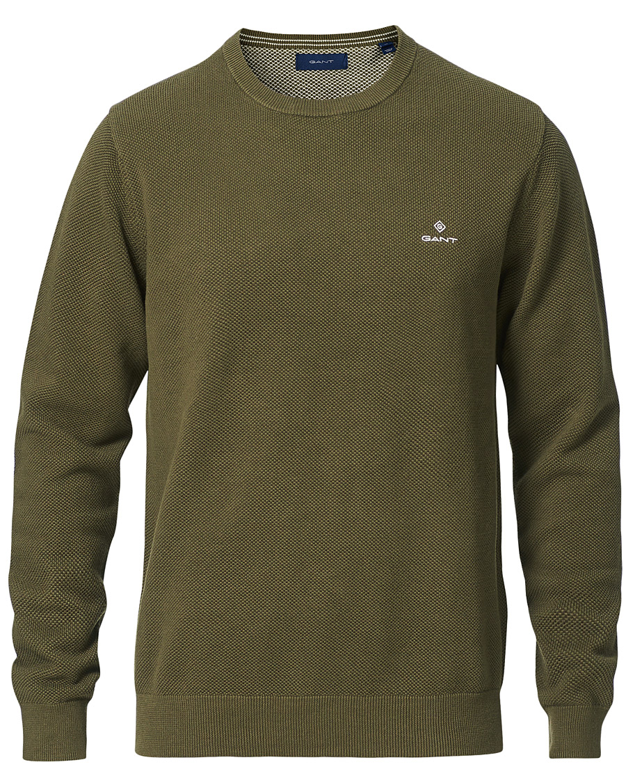 Herren | Pullover | GANT | Cotton Pique Crew Neck Sweater Racing Green