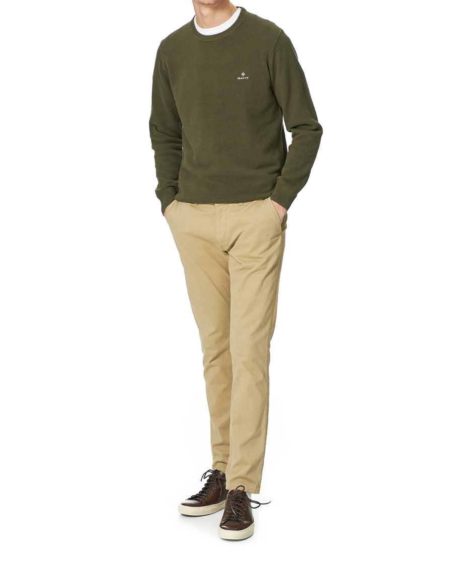 Herren | Pullover | GANT | Cotton Pique Crew Neck Sweater Racing Green