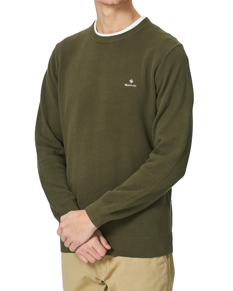 Herren | Pullover | GANT | Cotton Pique Crew Neck Sweater Racing Green