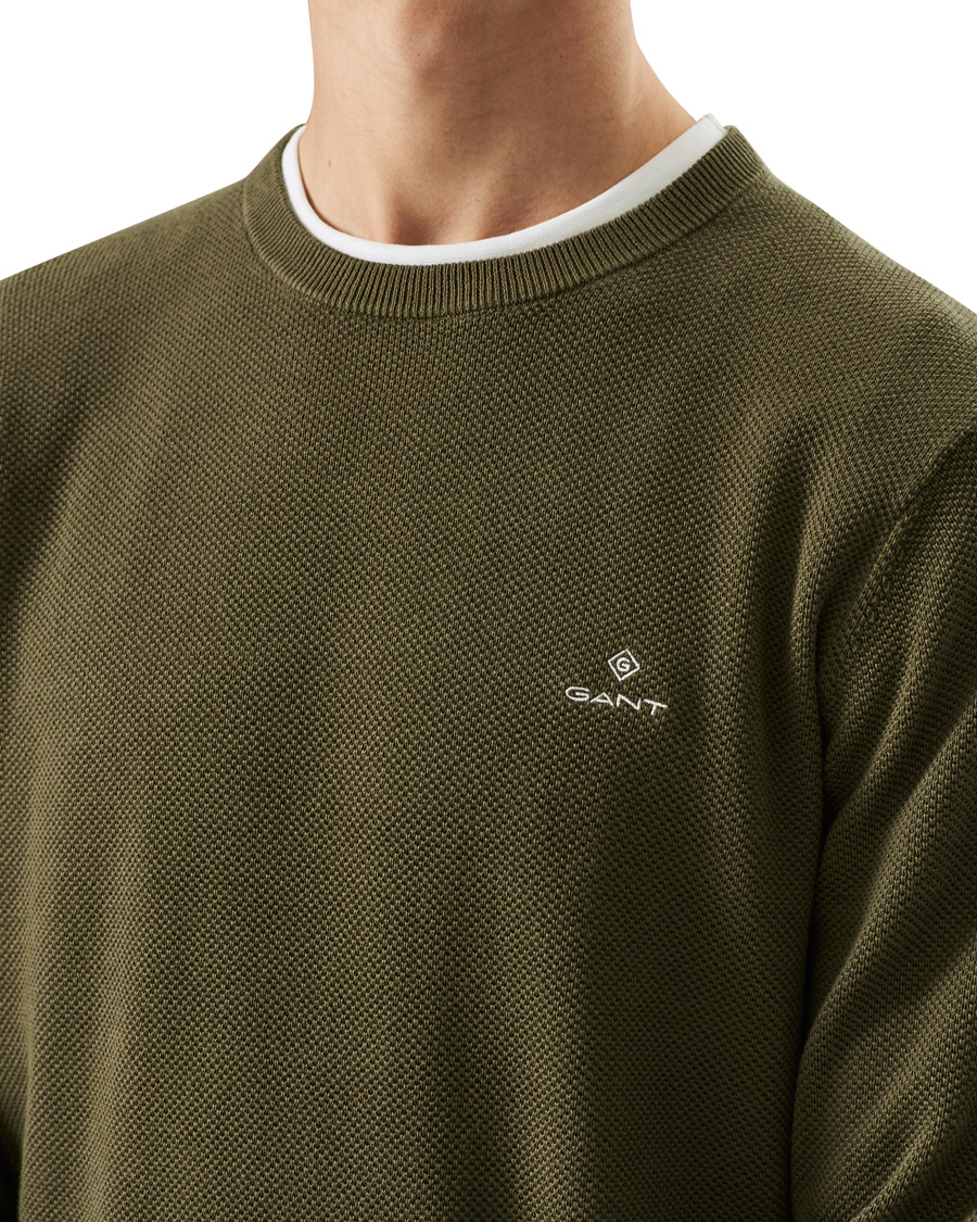 Herren | Pullover | GANT | Cotton Pique Crew Neck Sweater Racing Green