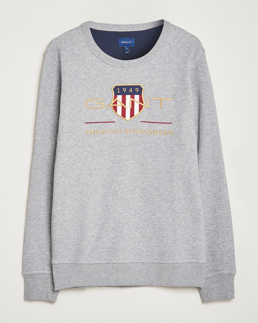 GANT Archive Shield Crew Neck Sweatershirt Grey Melange bei Care of Carl