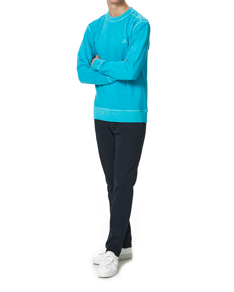Herren | Pullover | GANT | Sunbleached Crew Neck Sweatshirts Aqua Green