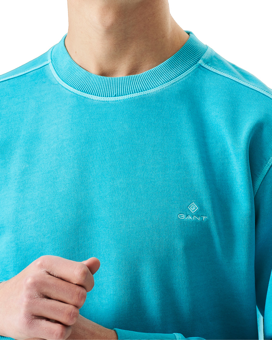 Herren | Pullover | GANT | Sunbleached Crew Neck Sweatshirts Aqua Green