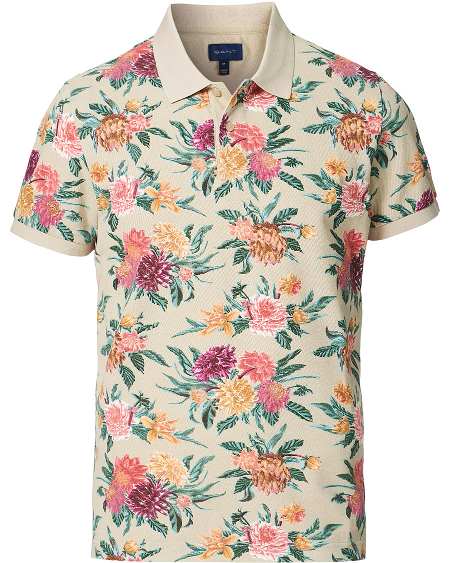 Herren | Poloshirts | GANT | Dalia Printed Flower Polo Plaza Taupe
