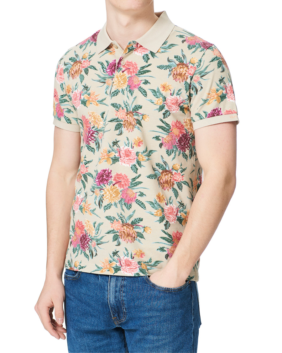 Herren | Poloshirts | GANT | Dalia Printed Flower Polo Plaza Taupe