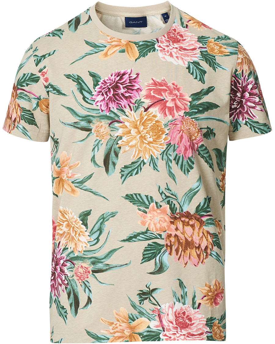 Herren | T-Shirts | GANT | Dalia Printed Flower Tee Plaza Taupe