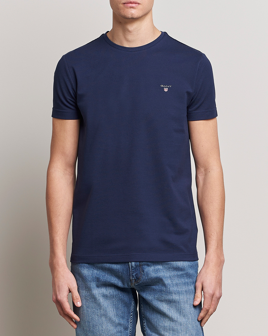 Herren | | GANT | Cotton Pique Crew Neck T-Shirt Evening Blue