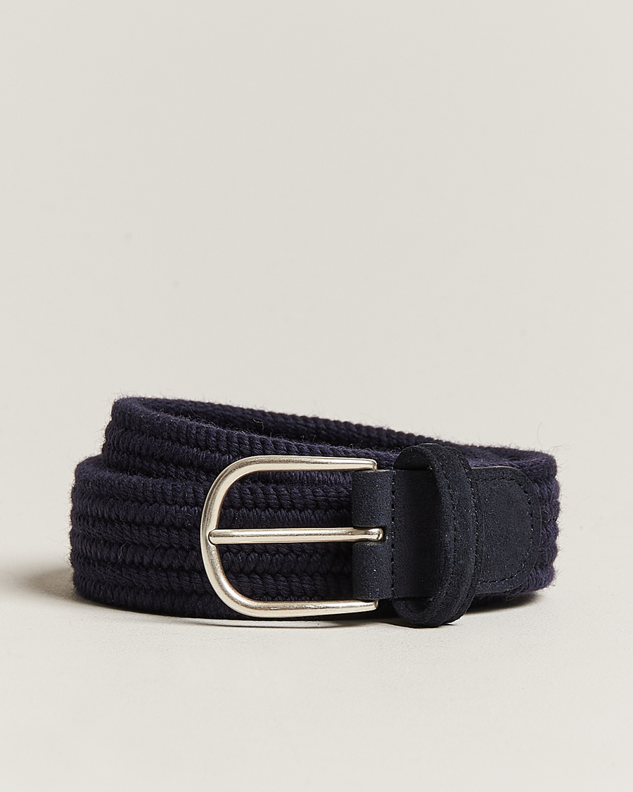 Herren | Gürtel | Anderson's | Braided Wool Belt Navy