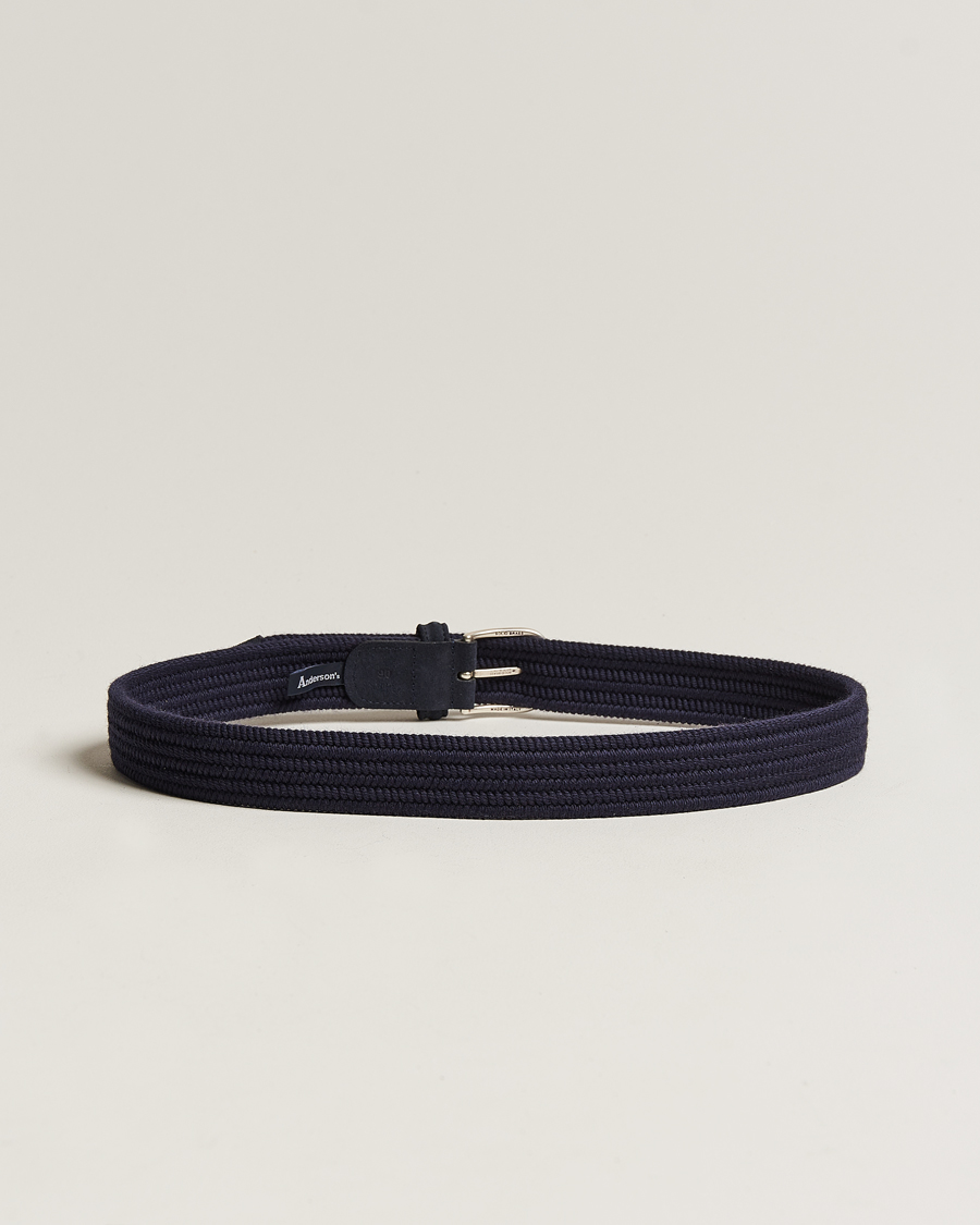 Herren | Gürtel | Anderson's | Braided Wool Belt Navy