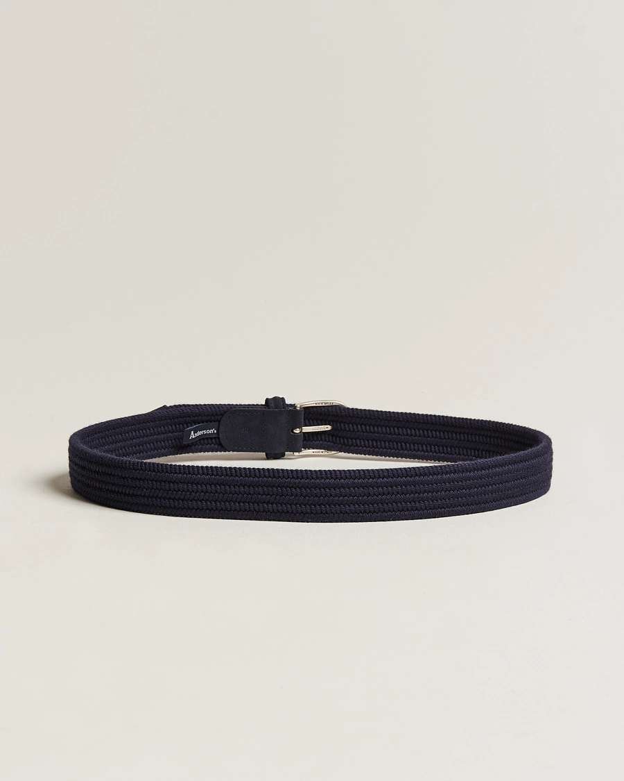Herren | Italian Department | Anderson's | Braided Wool Belt Navy