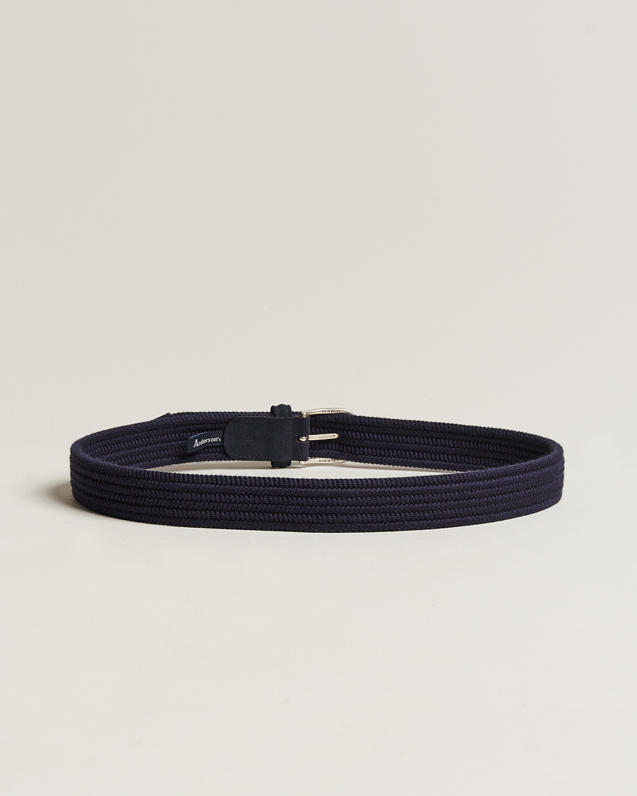 Herren | Italian Department | Anderson's | Braided Wool Belt Navy