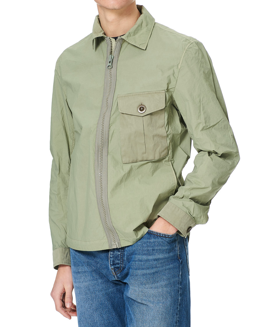 Herren | Jacken | Ten c | Garment Dyed Nylon Shirt Jacket Light Green