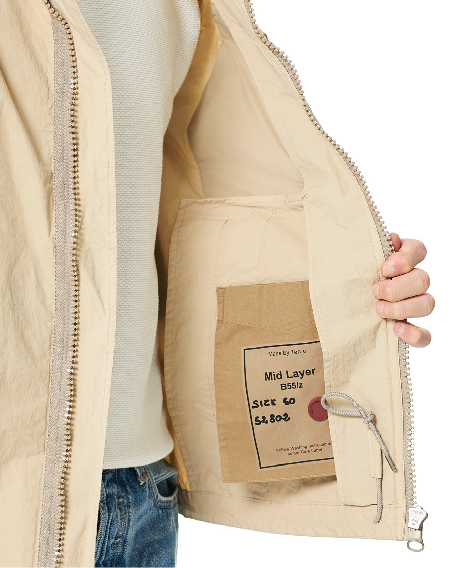 Herren | Jacken | Ten c | Garment Dyed Nylon Hood Jacket Beige